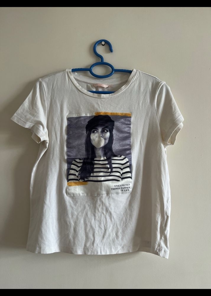 White Print Tshirt From Candies By Pantaloons