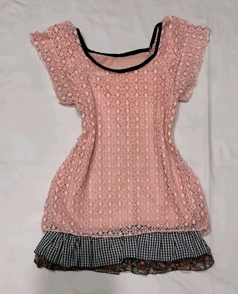 Korean Pink Net Dress