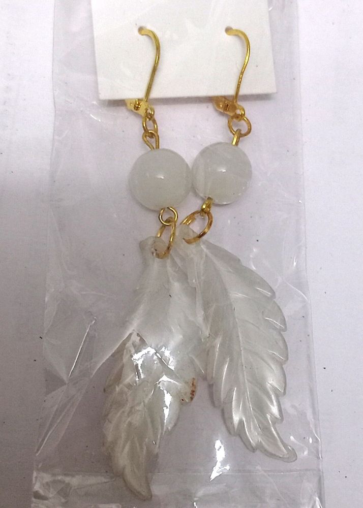 White Leaf Earrings 😍