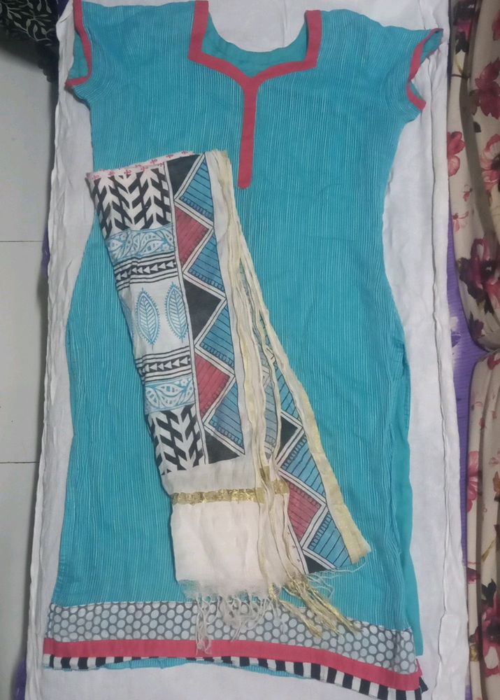 Cyan Kurta With Dupatta