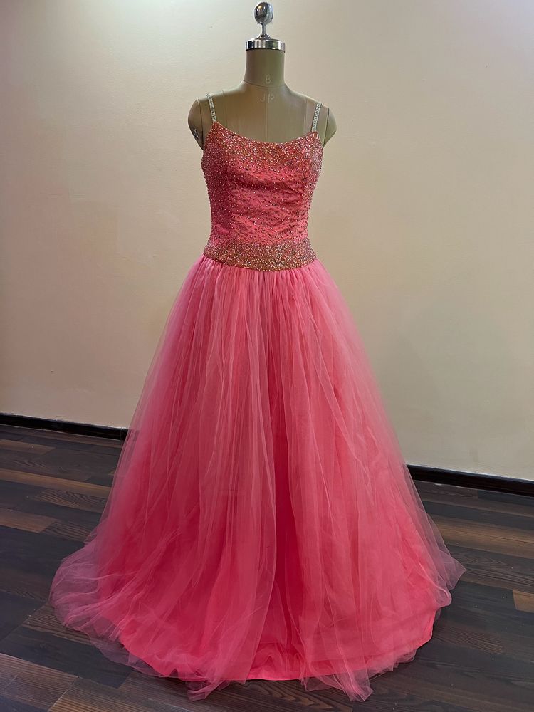 Pink Heavy Embellished Multinlayered Ball Gown