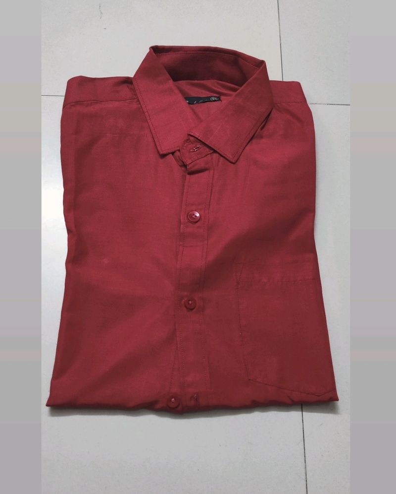 Men Red Full Sleeve Shirt