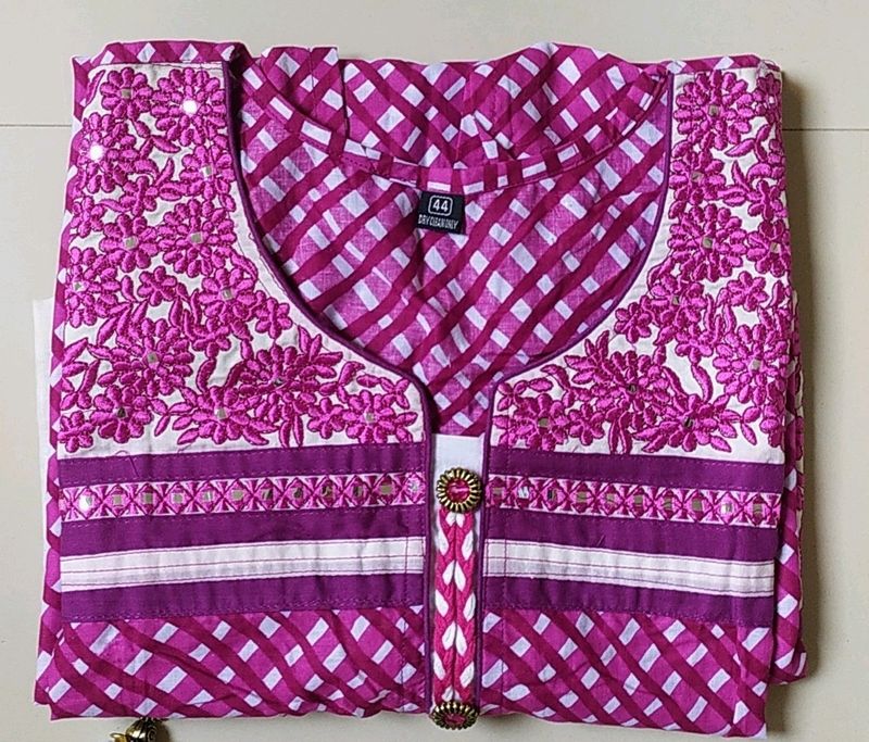 New Embroidery Designs Purple Colour Kurti