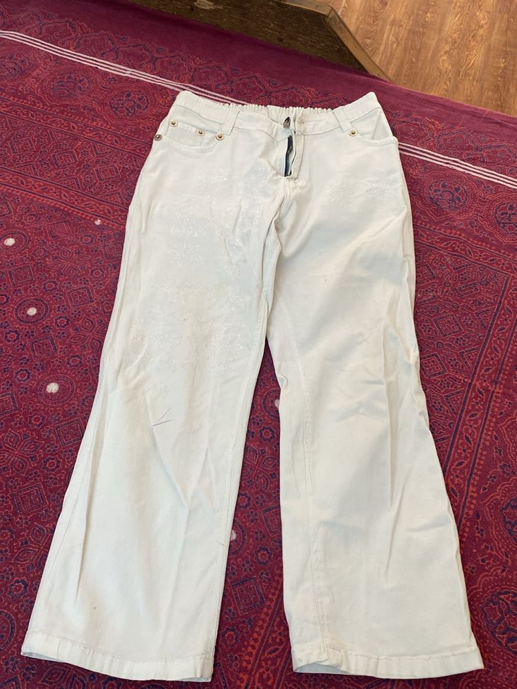 White Wide Leg Capri