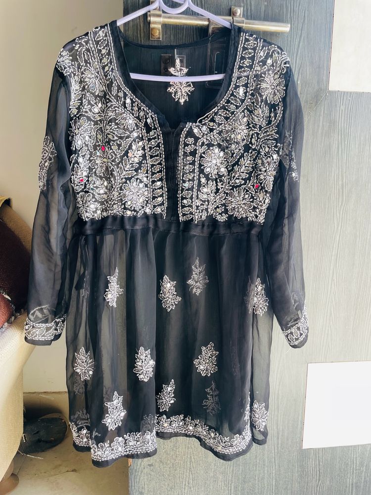 Chikankari Black Kurti