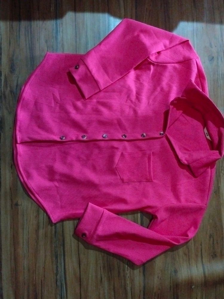 H & M Hot Pink Ripped Shirt For Women