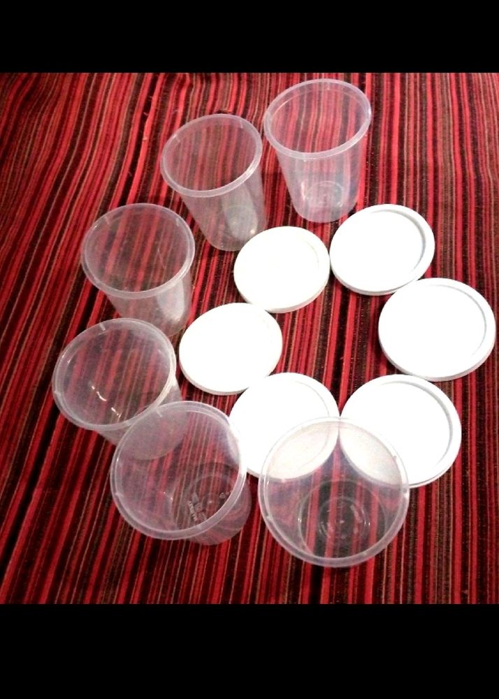 6 Nos Plastic Glasses With Lid