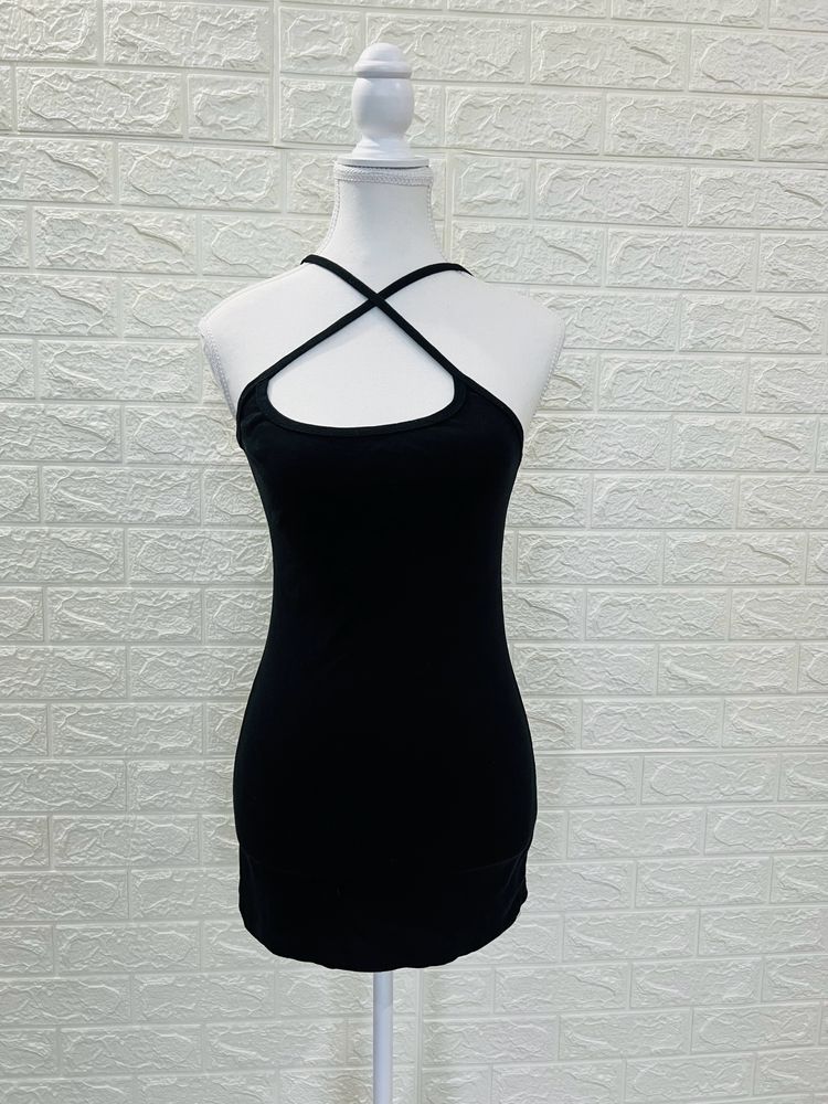 Black Solid Bodycon Dress