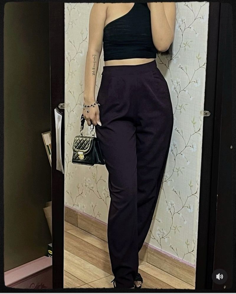 Purple Straight Formal Pant