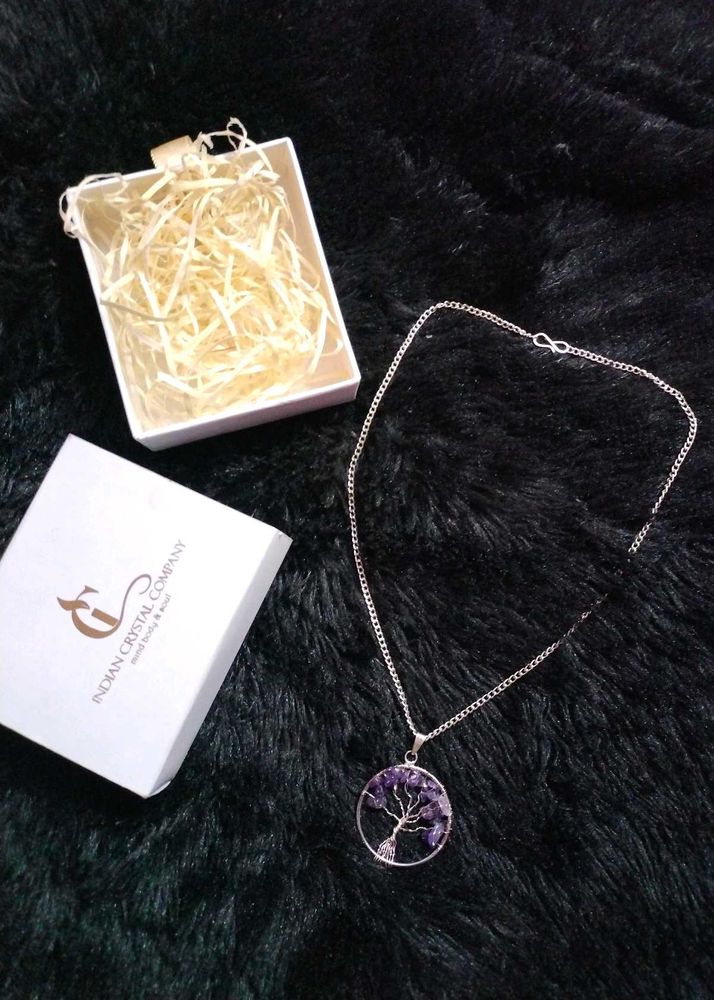 Natural Amethyst Tree of Life Pendant With Chain