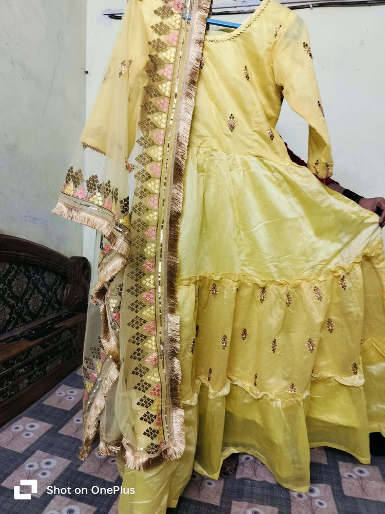 Yellow Self Made Ethnic Gown