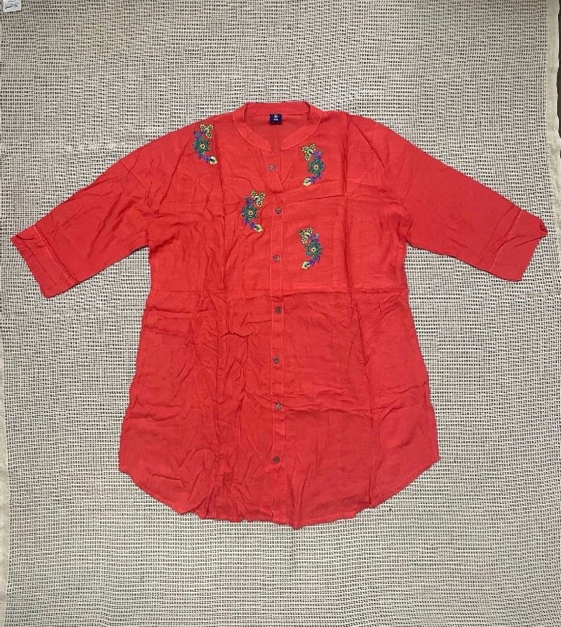 Light Red Embroidered Tunic