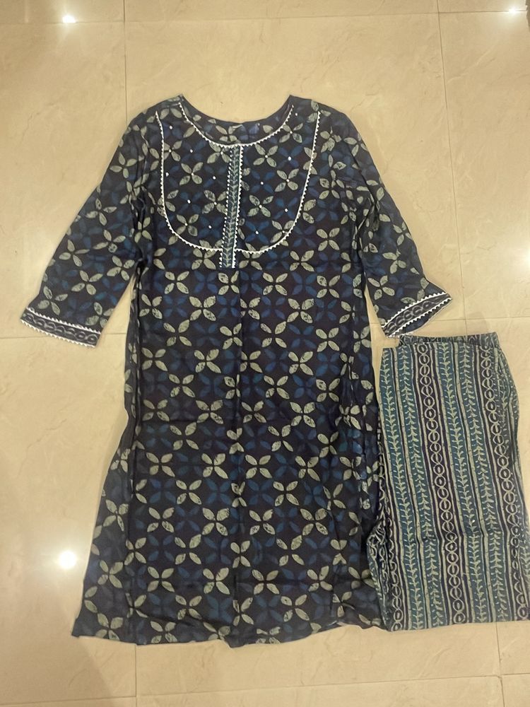 Indigo Printed Kurta Set