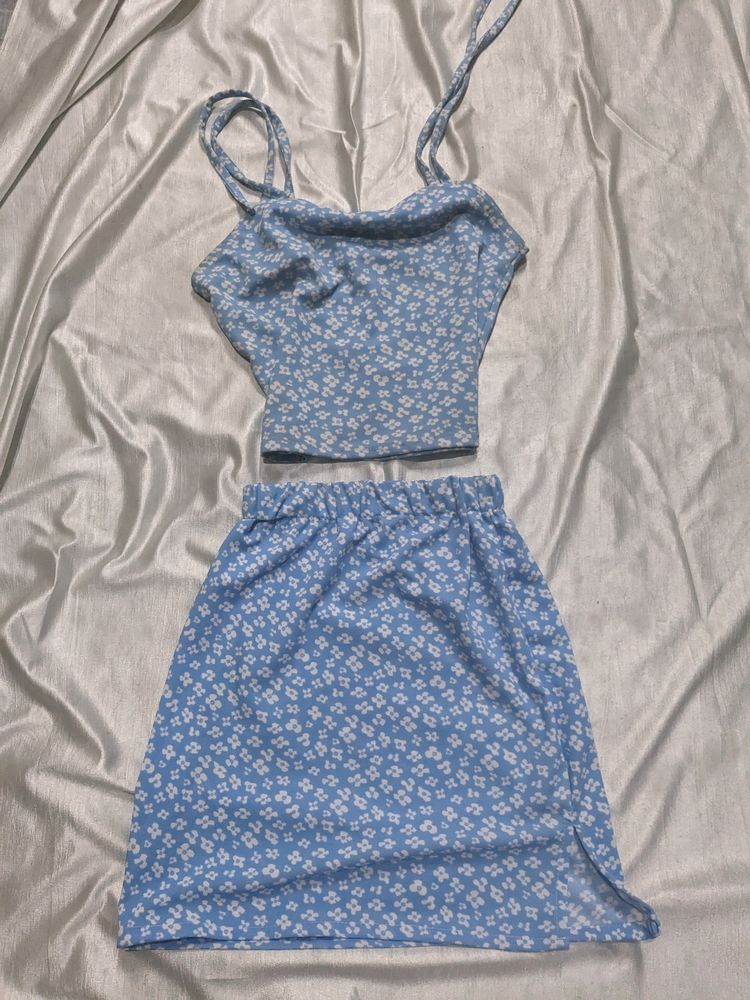 Blue Flower Summer  Co Ord Set