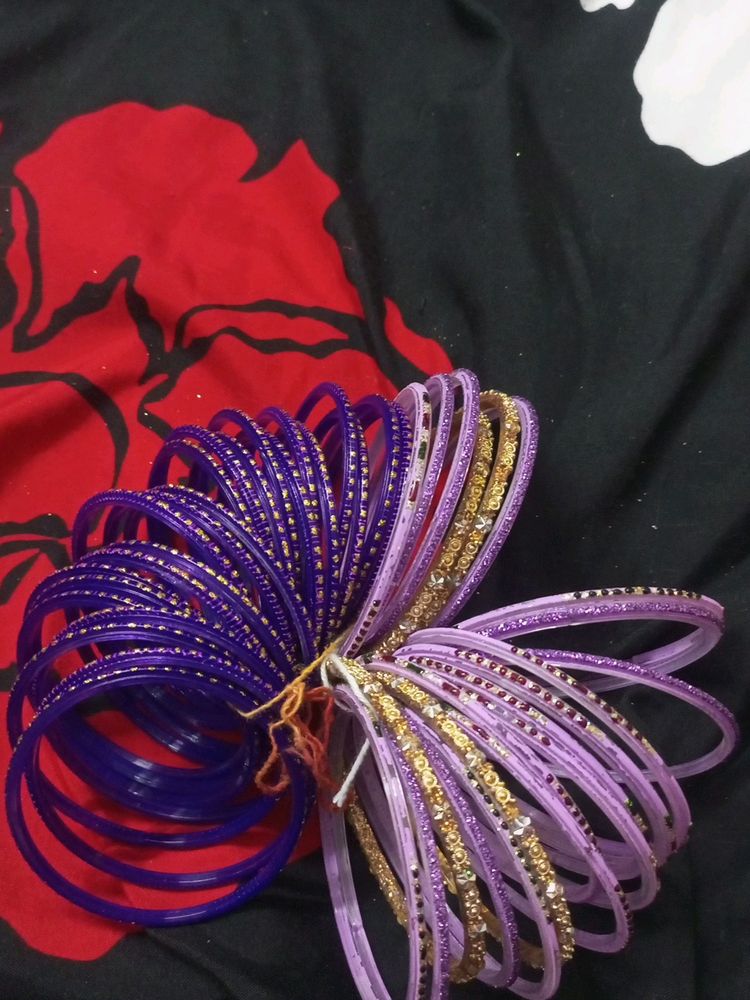 Combo Or Two Bangles Purple Coloured