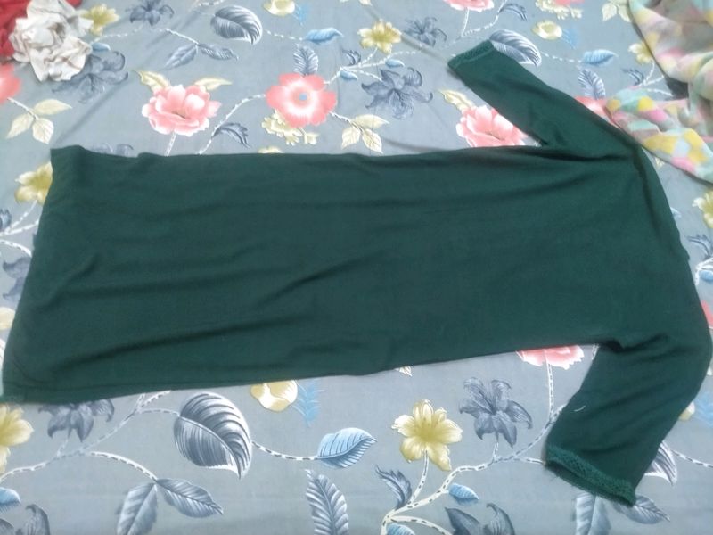 Bottle Green Color Straight Kurti