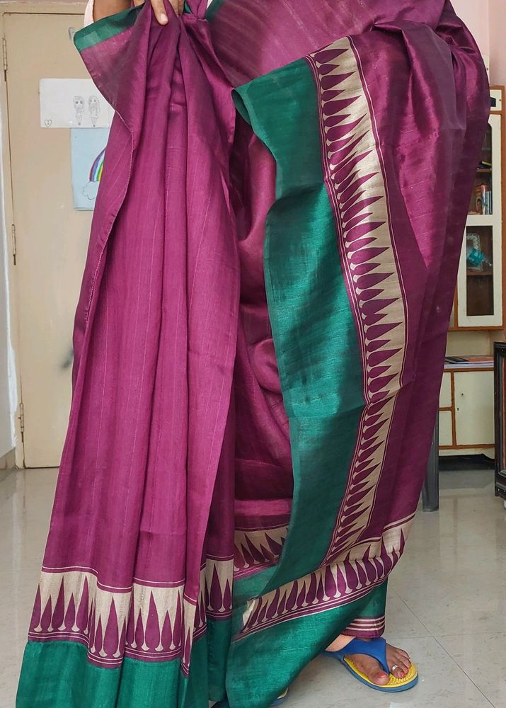 PURPLE-WINE SHADE PLAIN SAREE (13)💜