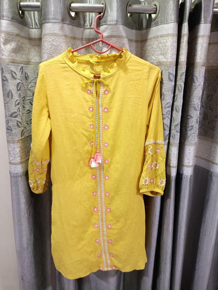 Mustard Embroidery Kurta