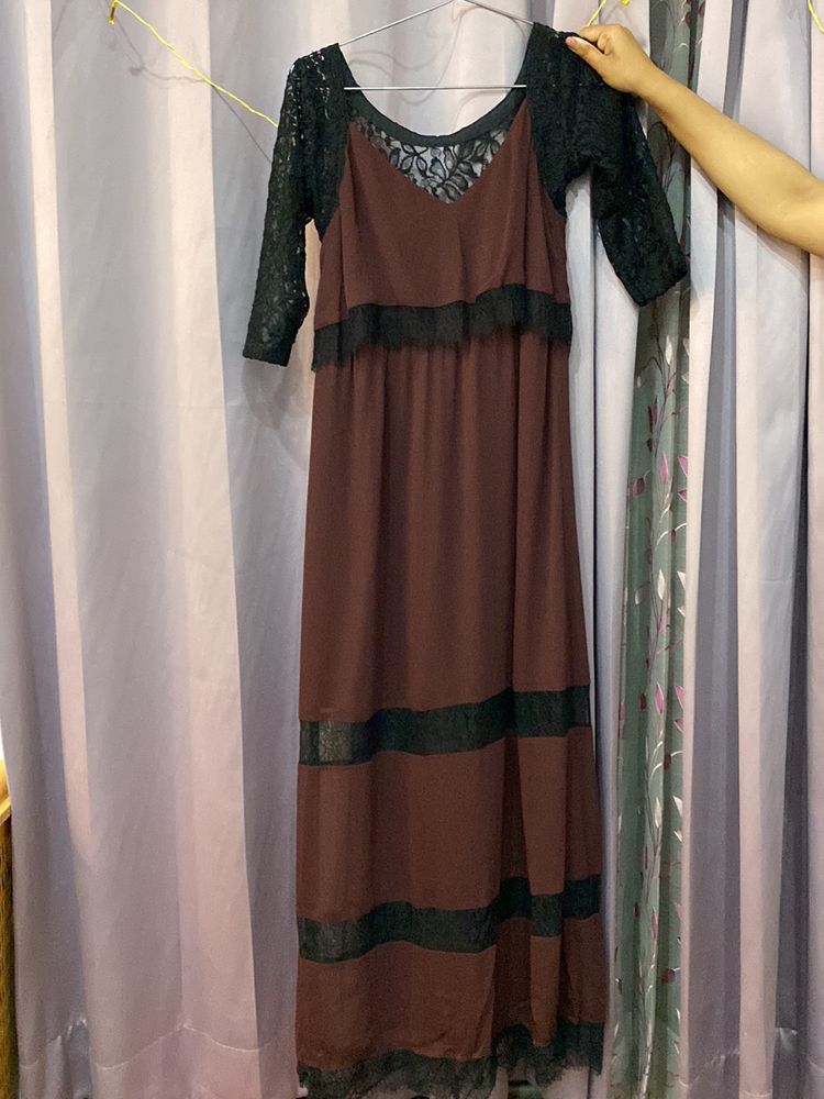 New Lacy Burgundy Maxi Dress Women