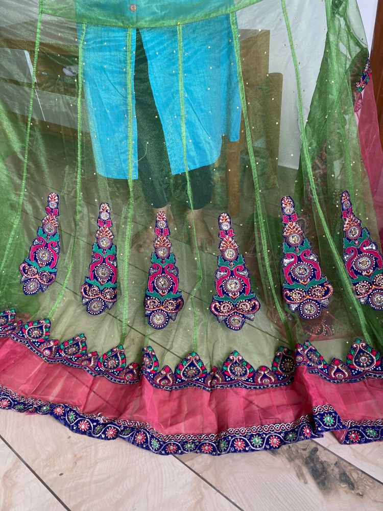 lehenga style semi stitch saree