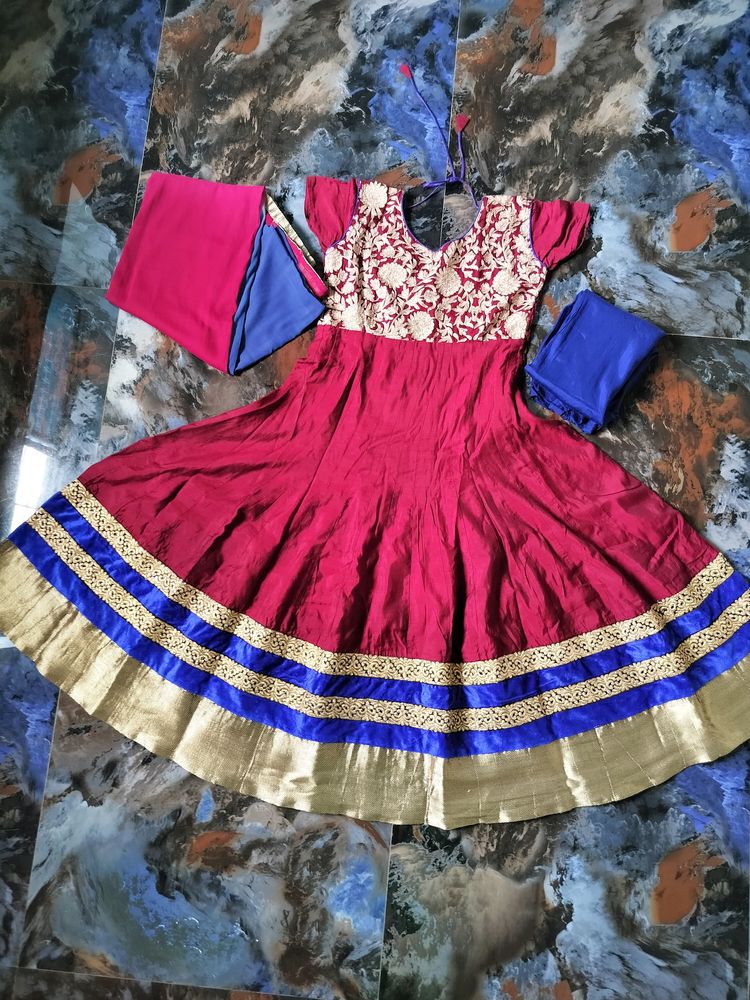 Gown With Pant And Dupatta Set