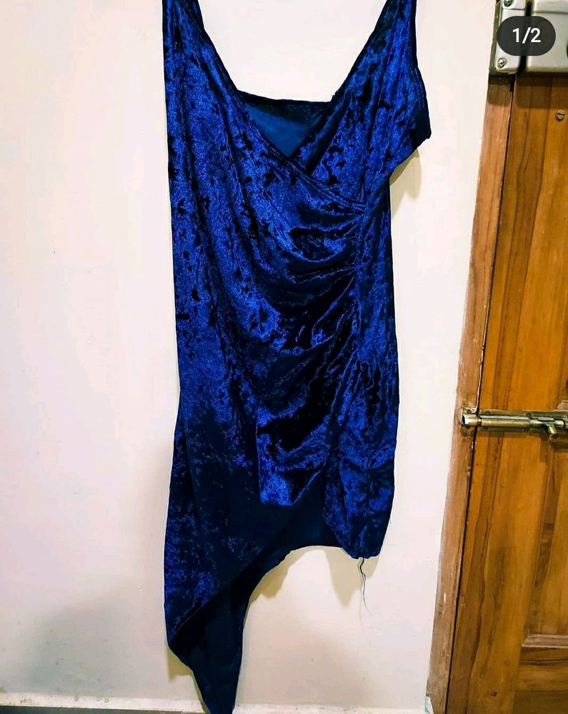 Evening Party Blue Velvet Dress