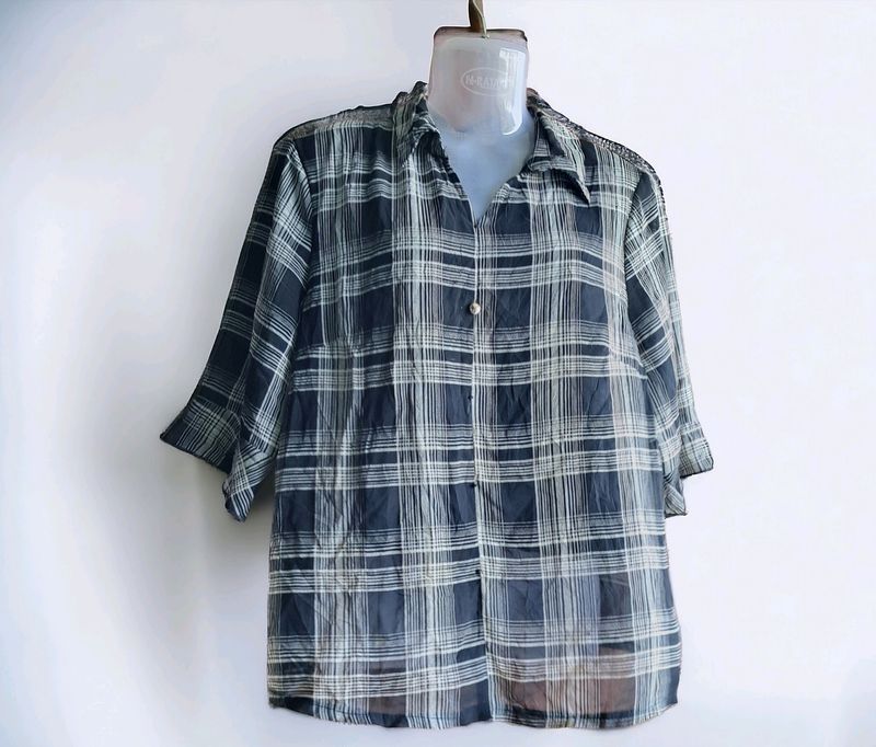 Korean Checked Formal Shirt For Women