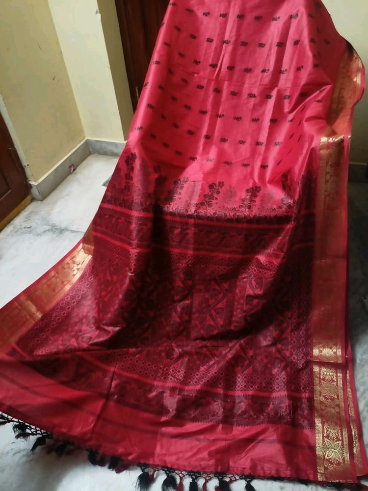 A Beautiful Tomato Red Saree