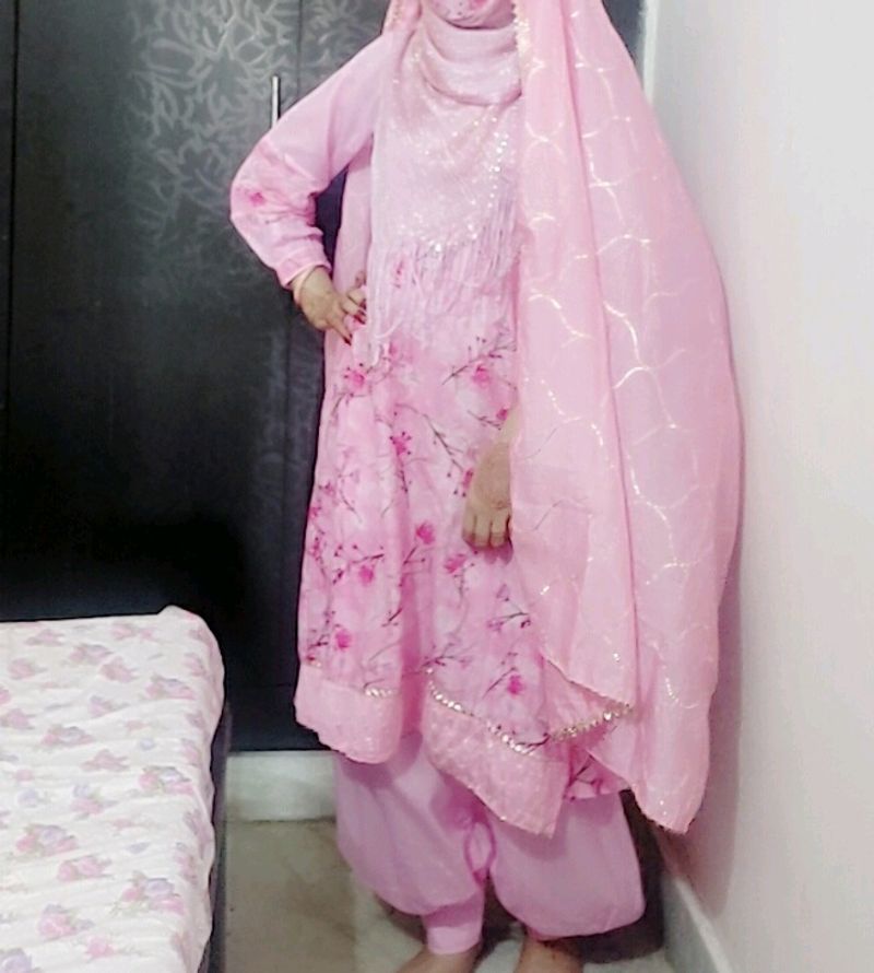 A-Line Frock With Afghani Salwar Dupatta