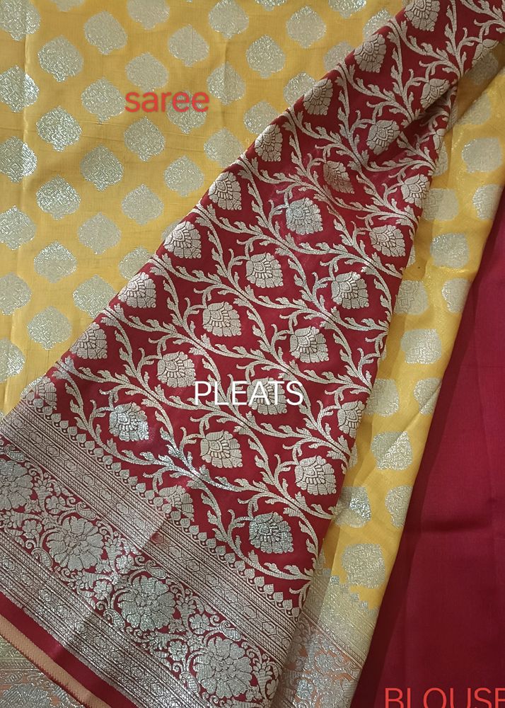 New Yellow And Red Katan Banarasi Saree