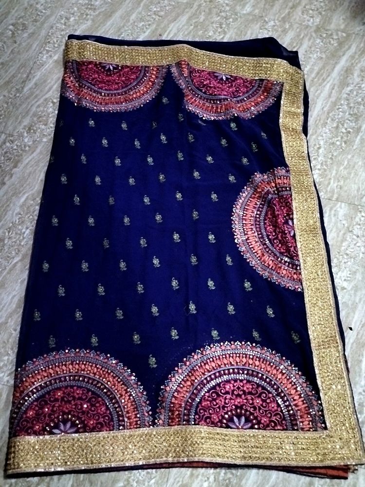 Eambradary Stone Work Chiffon Saree