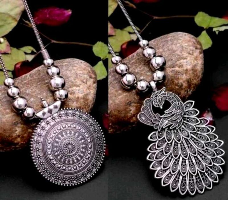 Black Silver Plated Alloy Necklace