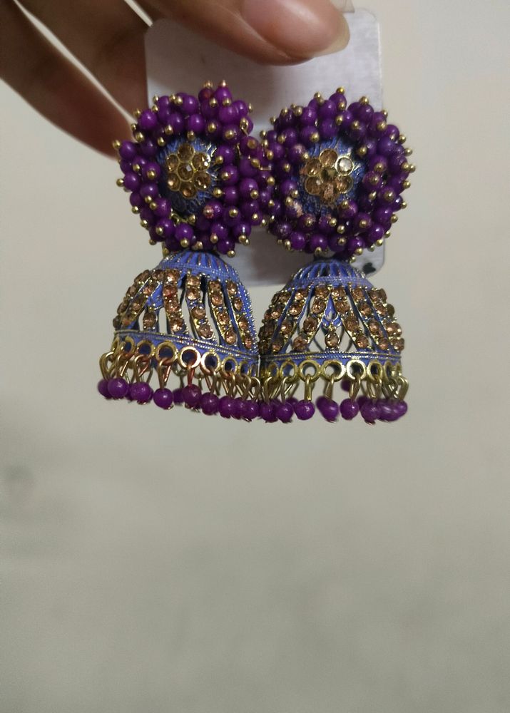 Purple OXIDISED EARRINGS