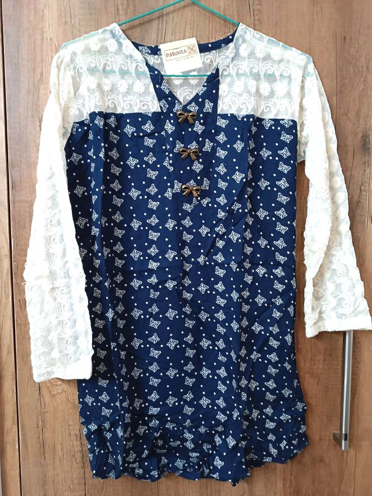 Rayon Overall Printed Laced Top