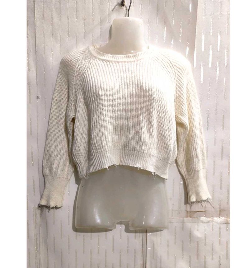 White Crop Sweater for Women's