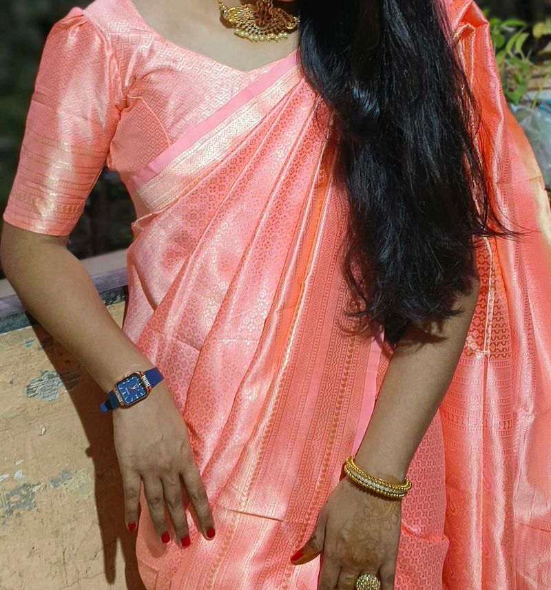 Saree With Stiched Blouse ♥️