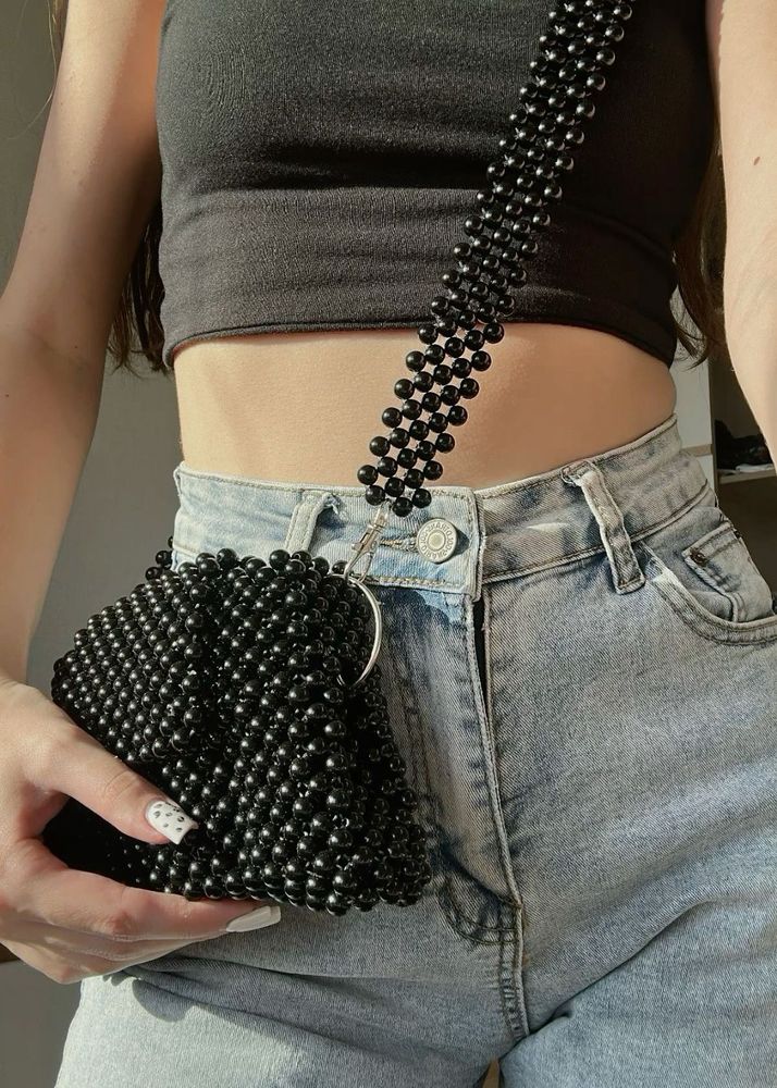 Black Side Beaded Bag