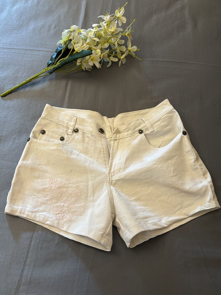 White Denim Shorts For Women