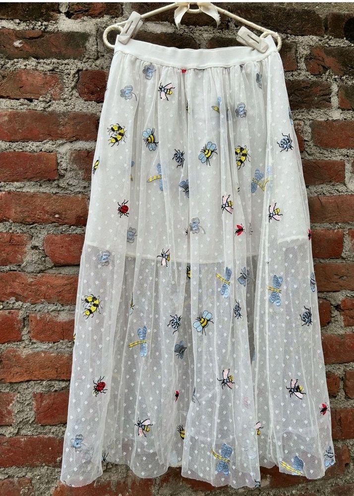 Cute Bugs Embroidered Tulle Skirt