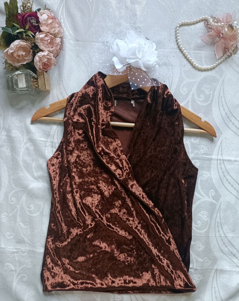 Brown Velvet Top