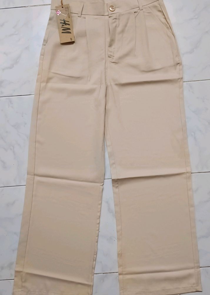 H&M Beige Straight Leg Formal Pants