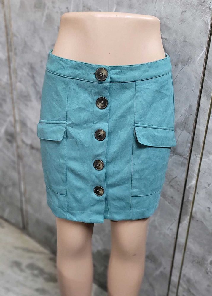 Sea Green Suede Skirt