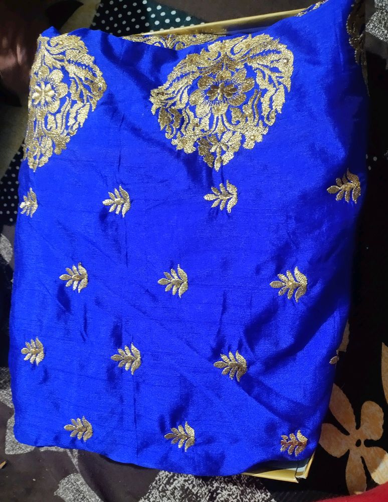 Blue Saaree With Readymade Blouse