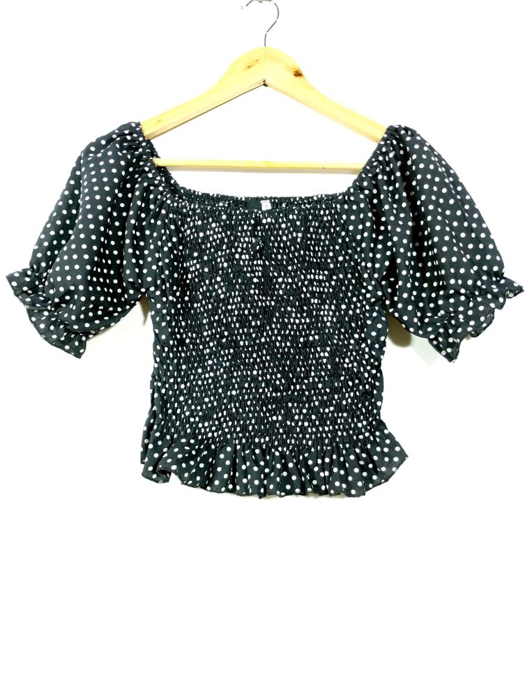 Black Printed Crop Top