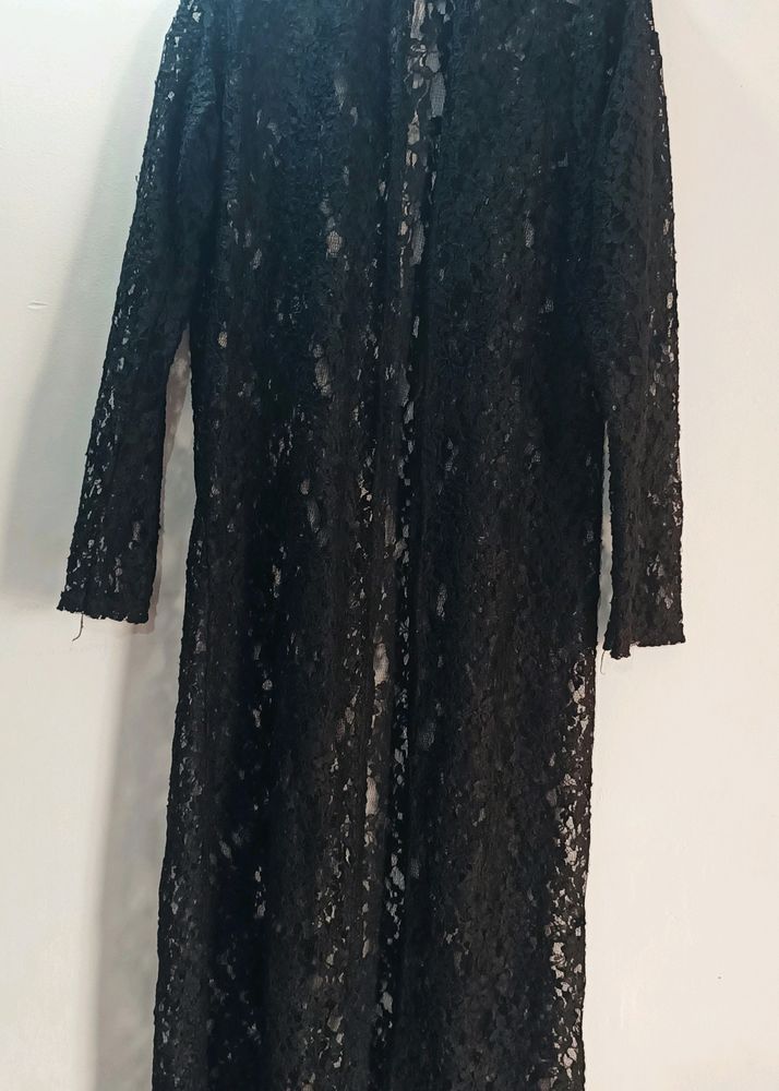 Shrug In Black Net Fabric