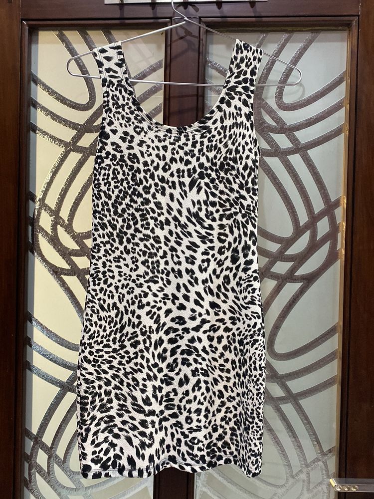 Stretchy Animal Print Mini Dress