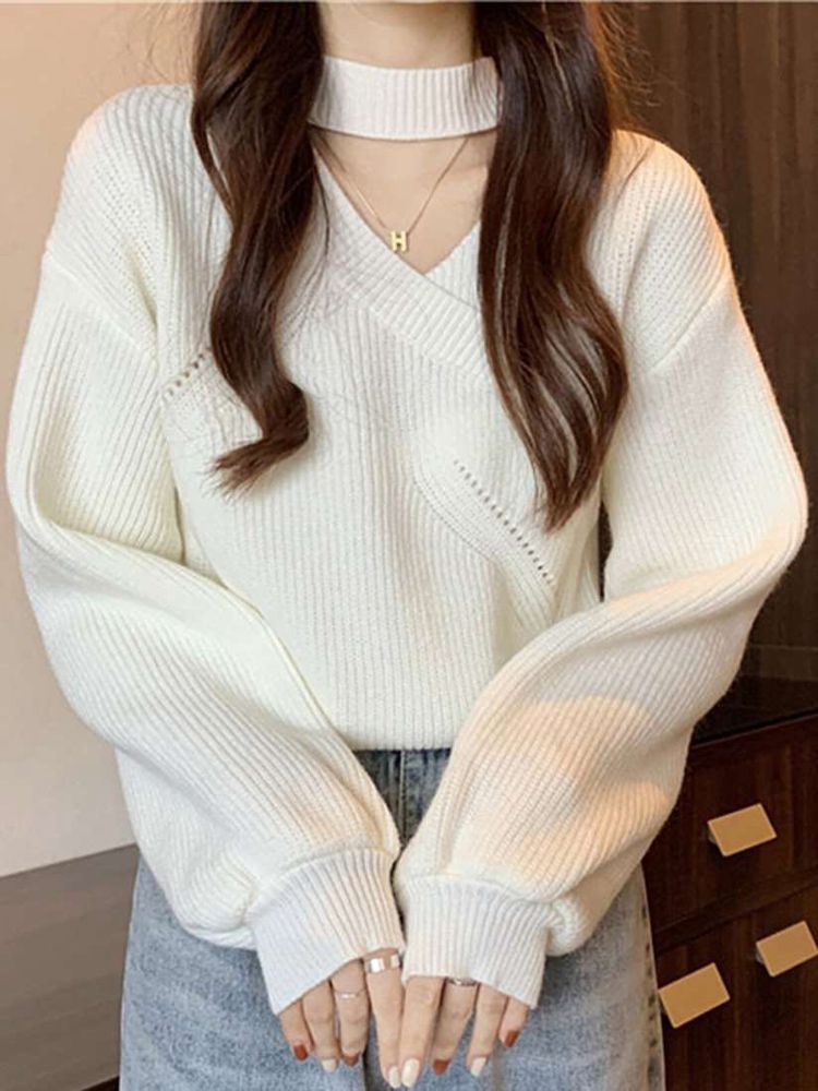 Korean Neck Cut Soft Woollen Knit Pullover