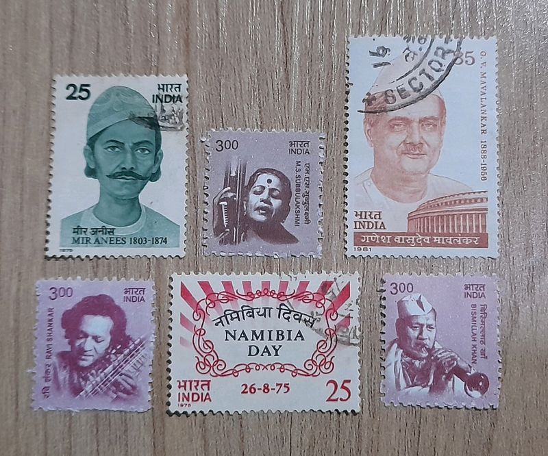 Set Of 6 Indian Stamps
