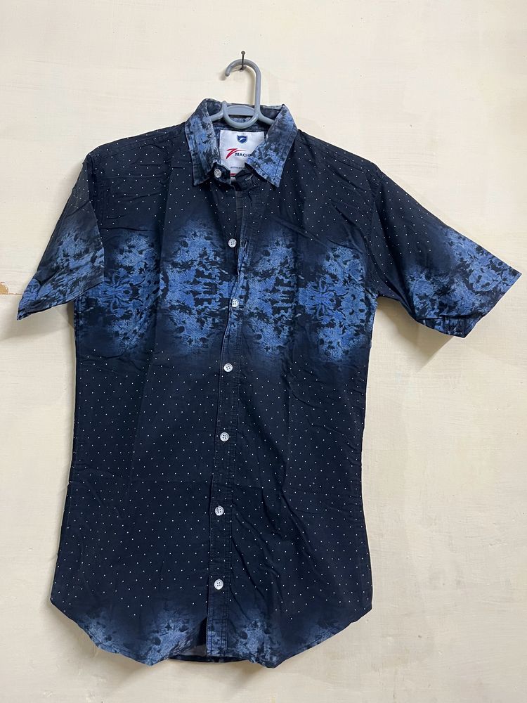 Printed Half Blue Shirt