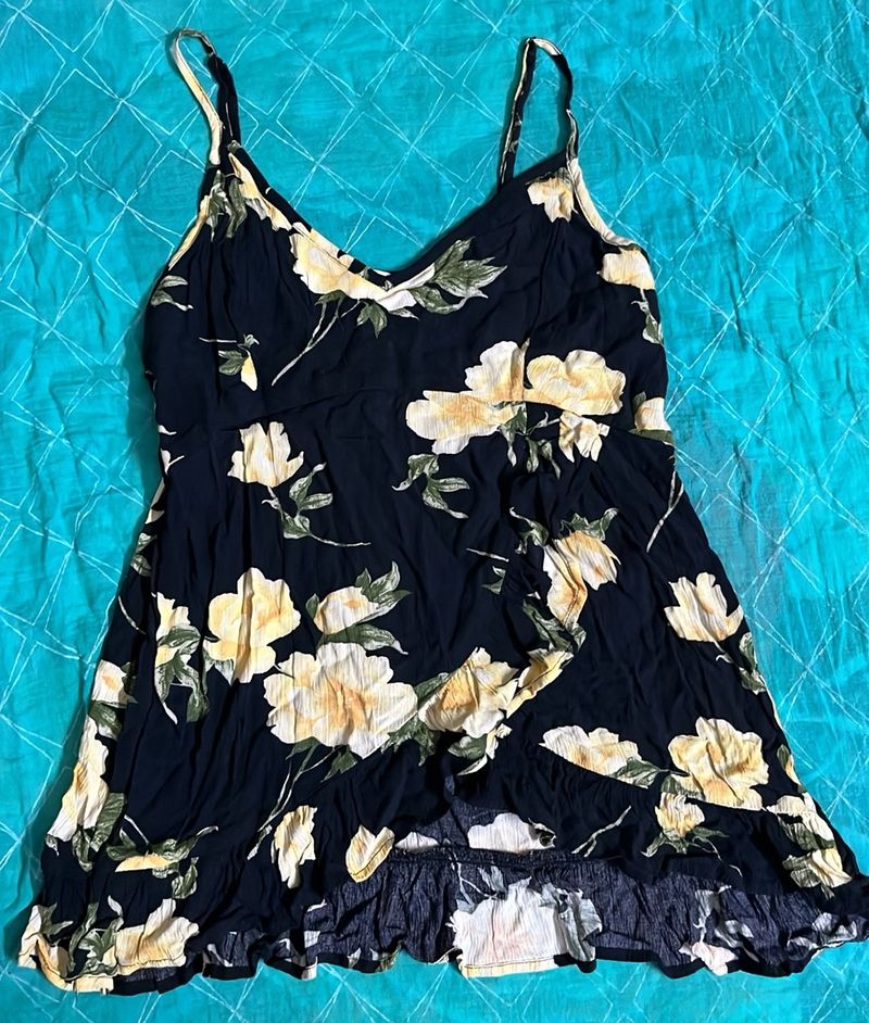 Black Printed Summer American Brand Top